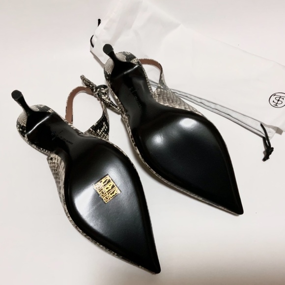 Tabitha Simmons Millie Snake Print Leather Slingback Pointed Toe Heeled Pumps 40 - Picture 10 of 16